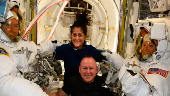 International Space Station with visible structural cracks Sunita Williams