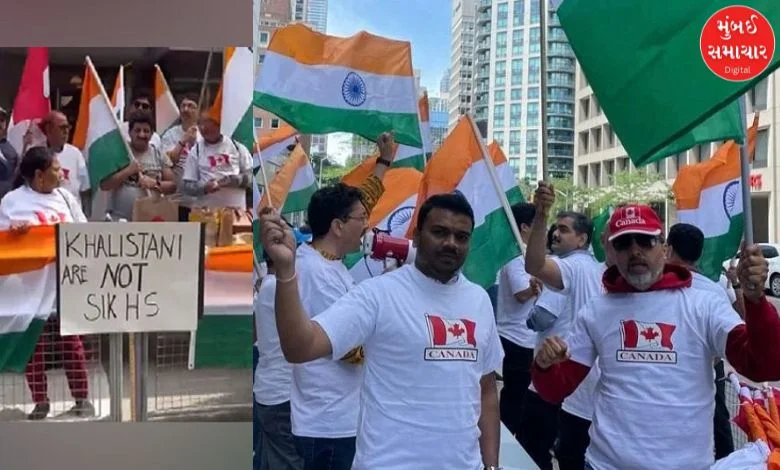 Protest against Khalistan in Canada, Indians show patriotism