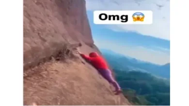 Viral Video: A woman was mountain climbing, suddenly her foot slipped and...