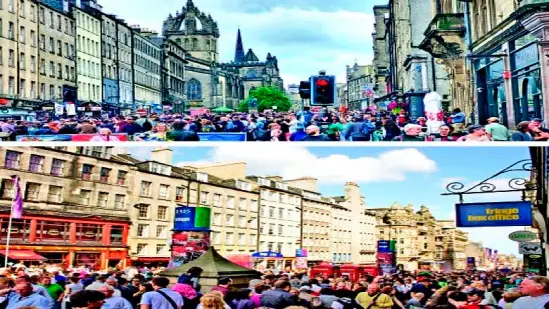 Crowds and events during Edinburgh's festival season