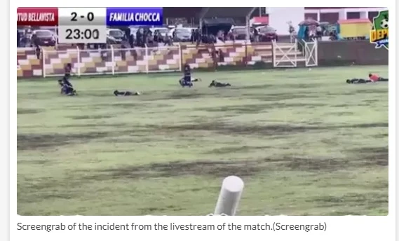 Lightning struck the field during the match and the poor footballer...