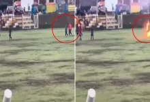 Lightning struck the field during the match and the poor footballer...