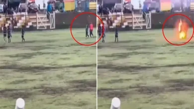 Lightning struck the field during the match and the poor footballer...