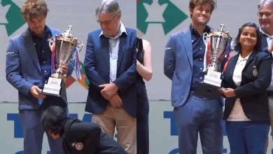 Viral Video: When a chess player fell at Magnus Carlsen's feet