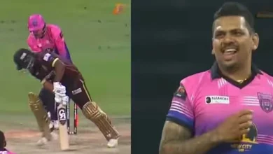 Look at how Charles was clean bowled by Narine's magic ball!