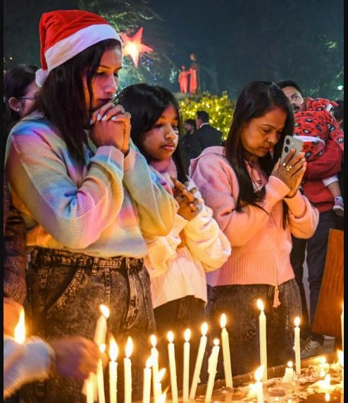 India Christmas celebrations churches lit up with lights mass prayer organized