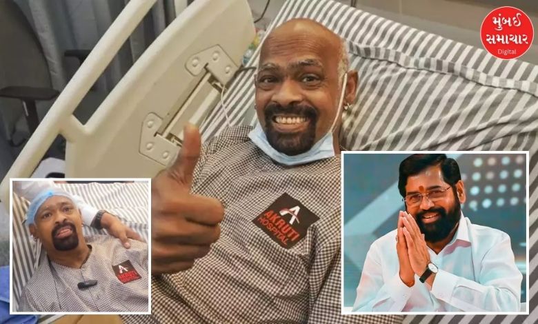 Eknath Shinde handing over donation for Vinod Kambli’s treatment