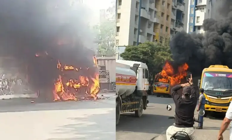 School bus catches fire in Pune, students rescued safely