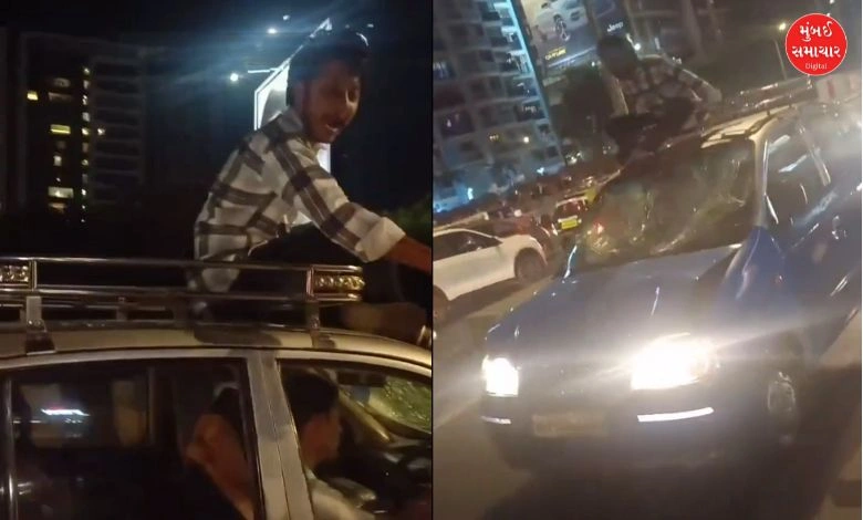 Youth Sits on Taxi to Stop Driver on Highway