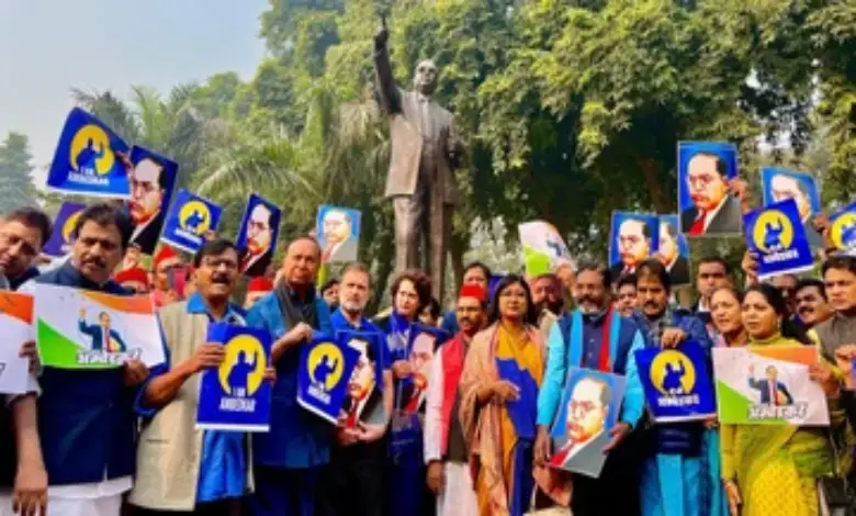 Leaders came in dress code to protest the controversy over Ambedkar issue