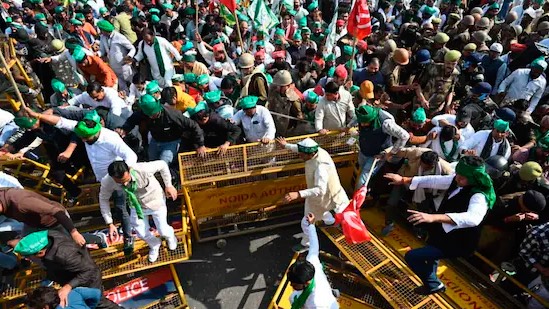 Farmers' protest march at Shambhu-Khanauri border