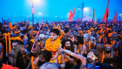 Preparations full swing Mahakumbh Mela 2025 Prayagraj statues of Arjuna Garuda Shravan installed