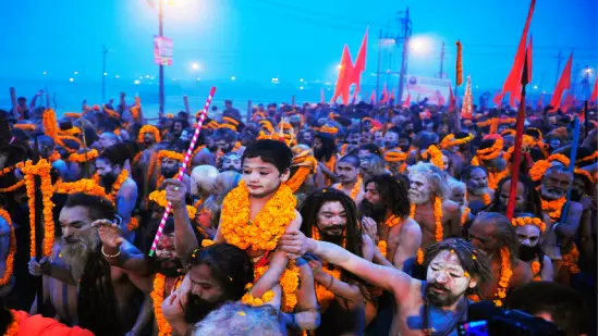 Preparations full swing Mahakumbh Mela 2025 Prayagraj statues of Arjuna Garuda Shravan installed