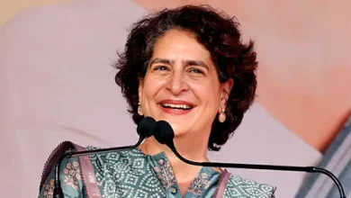 Priyanka Gandhi addressing a rally against BJP