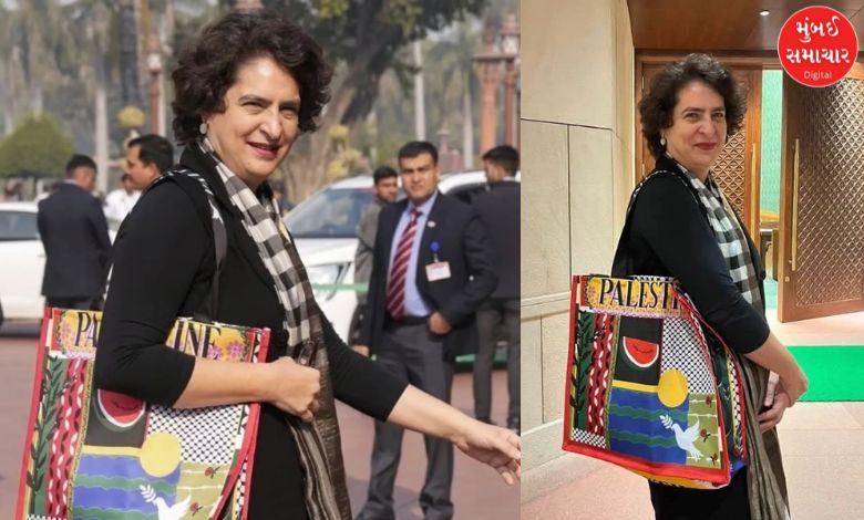 Priyanka Gandhi with Palestine bag praised by Pakistan