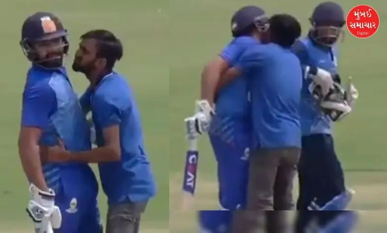 A fan kissed Rohit in a domestic match mumbai Ranji team