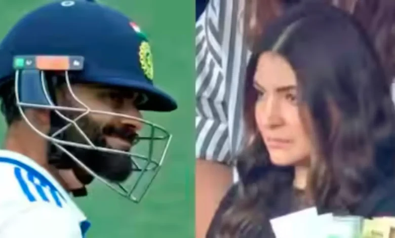 Anushka Sharma reacting to Virat Kohli's dismissal