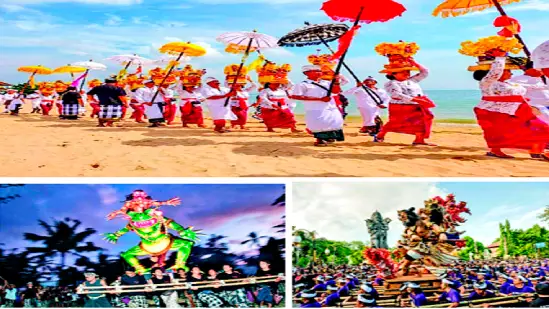 Balinese people celebrating Nyepi, the Day of Silence