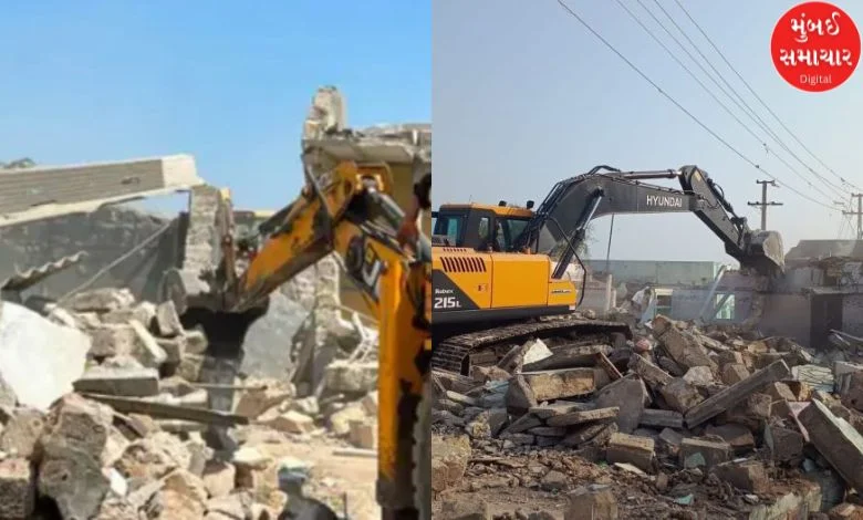 Bulldozer turns on illegal encroachments in Bet Dwarka, watch VIDEO