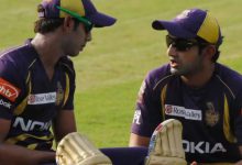 Gautam Gambhir and Manoj Tiwary in a heated argument during a cricket match.