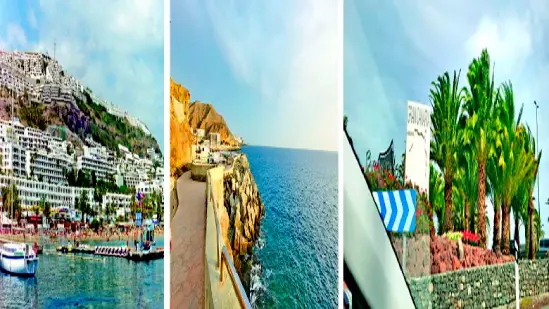 Gran Canaria cliffside village with colorful houses