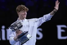 Jannik Sinner celebrates his second Australian Open title