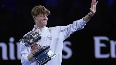 Jannik Sinner celebrates his second Australian Open title