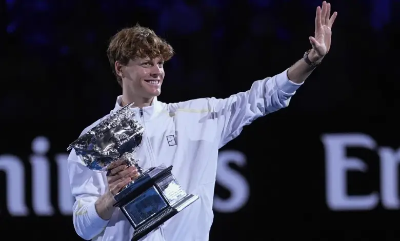 Jannik Sinner celebrates his 2nd  Australian Open title