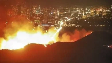 Los Angeles wildfire burning homes in Hollywood Hills