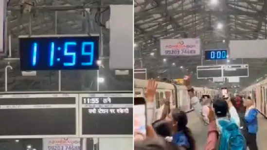 Mumbai Local Trains Honking at CSMT for New Year