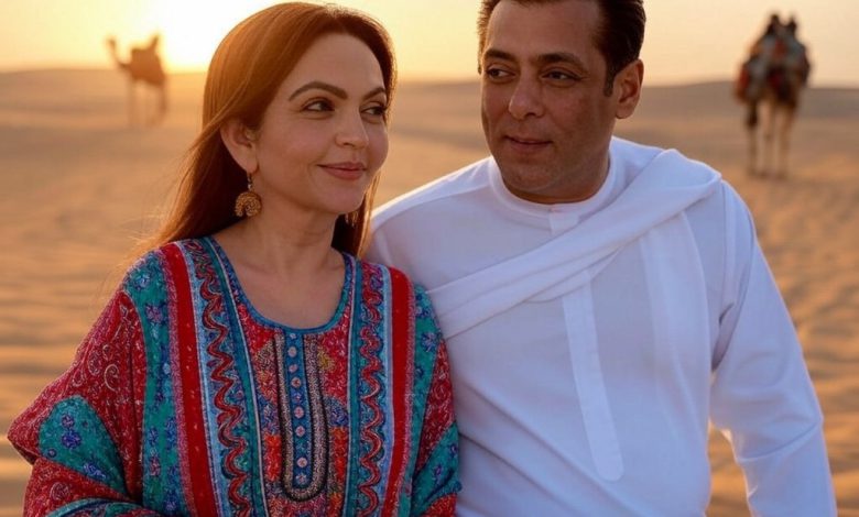 Nita Ambani and Salman Khan AI-generated vacation photo