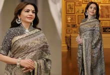 Nita Ambani wearing Tarun Tahiliani Jamewar saree