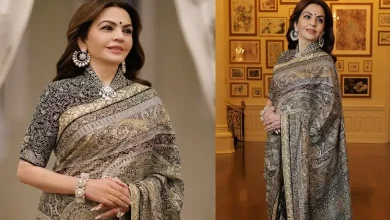 Nita Ambani wearing Tarun Tahiliani Jamewar saree