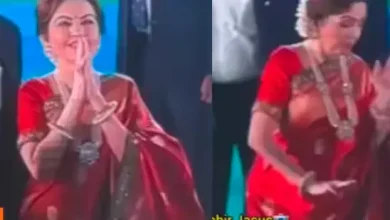 Nita Ambani slipping and almost falling