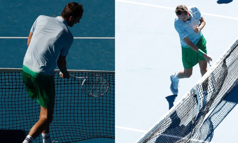 russian-tennis-star-daniil-medvedev-breaks-his-racquet-and-the-net-camera-at-australia-open