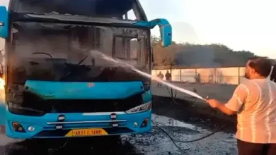 Surat to Udaipur bus bursts into flames near Dwarka and Prantij