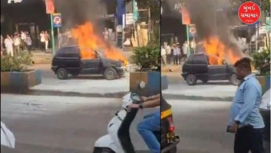 Car suddenly catches fire near Teenhath Naka in Thane, video goes viral