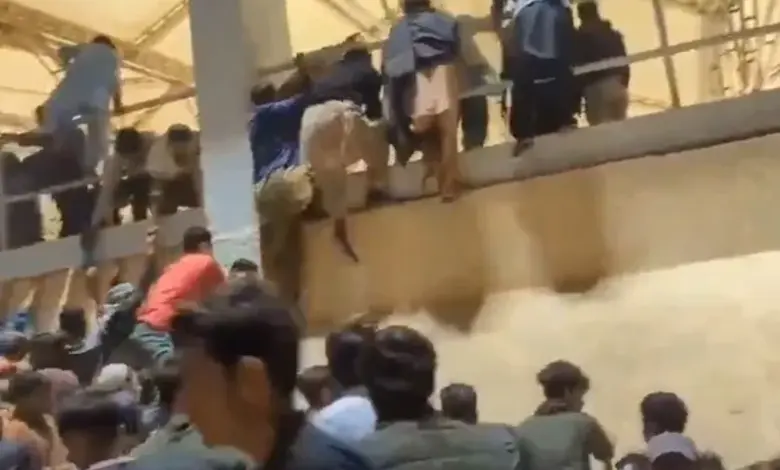 Cricket crazy people climb on walls at Champions Trophy opening ceremony in Pakistan