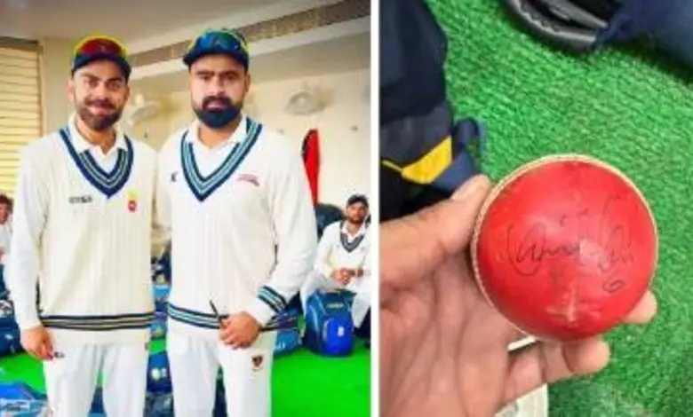 Himanshu Sangwan gets Virat kohli autograph on the ball with which he took his wicket