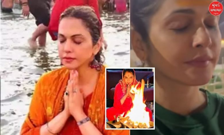 isha koppikar takes holy dip in mahakumbh