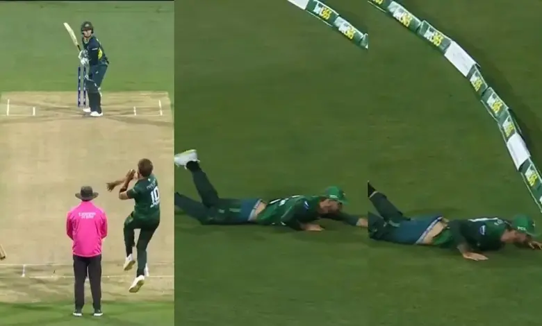 Pakistan's Jahandad lost oant while trying to stop ball at Hobart... Video viral