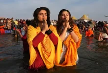 Raveena Tandon and Rasha Thadani Take a Dip in Sangam at Mahakumbh