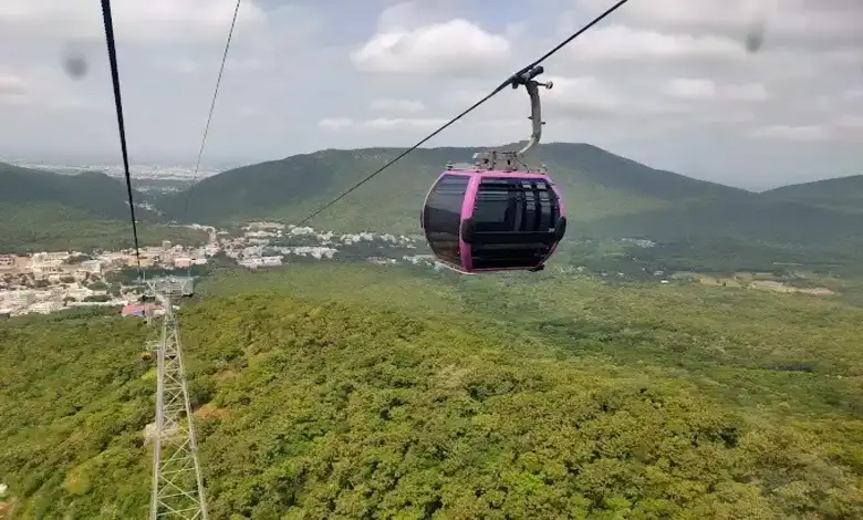 Ropeway work  connected  Girnar closed owed  to beardown  winds