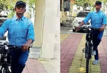 Additional Collector Vijay Bhakare Travels by Bicycle for Government Work