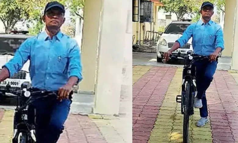 Additional Collector Vijay Bhakare Travels by Bicycle for Government Work