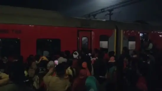 train vandalized at ara railway station