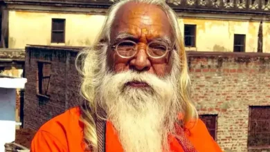 "Elderly Ayodhya Ram temple chief priest aged 85 during a religious ceremony, representing a legacy of devotion and tradition."