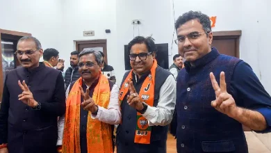 BJP Chief Minister taking oath in Delhi with PM Modi and other leaders at swearing-in ceremony.