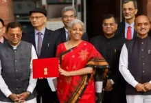 What color saree is the Finance Minister wearing today?