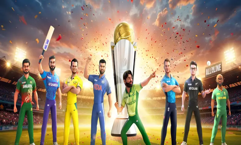 Image depicting top cricket players poised as potential game changers during the Champions Trophy.